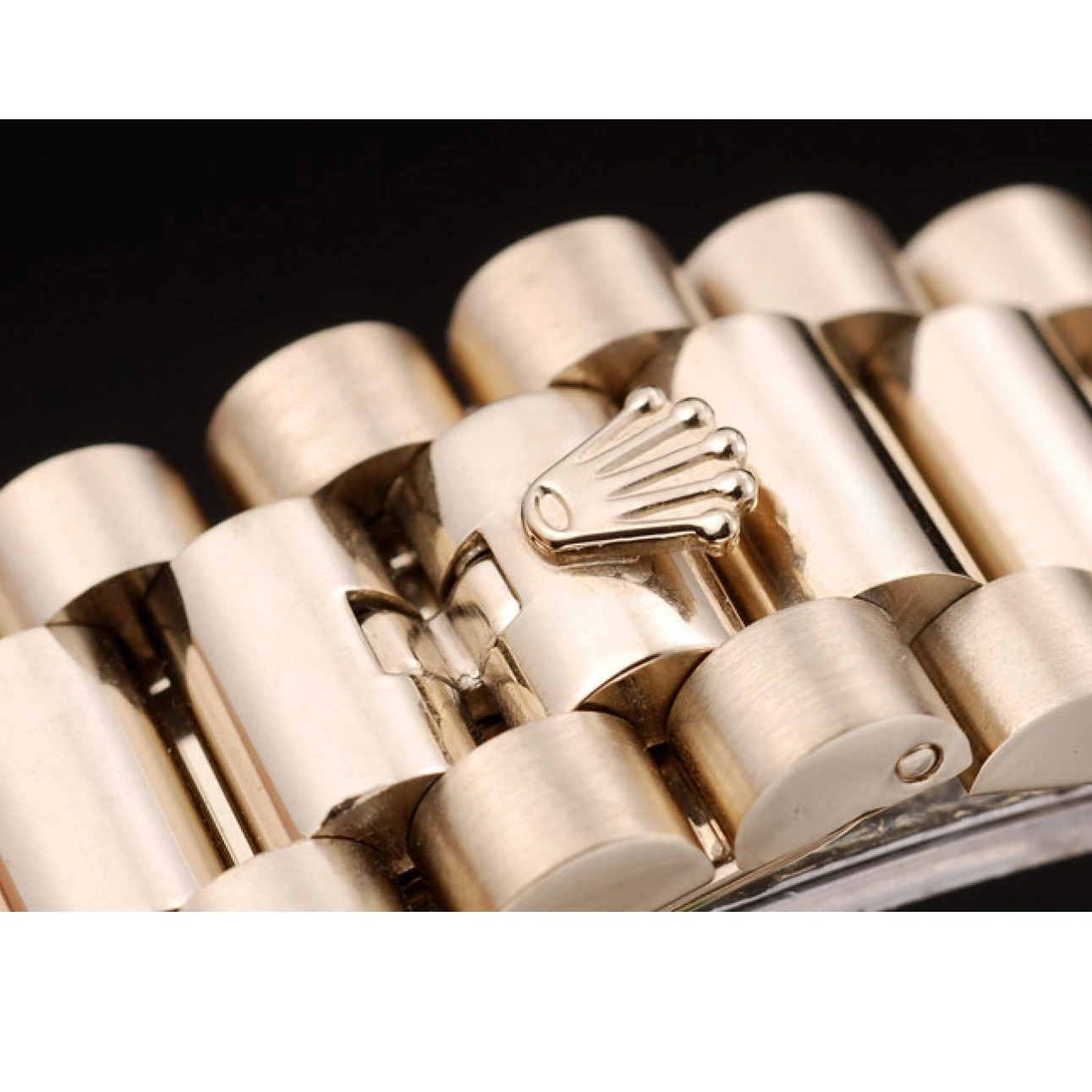 MiroTime 1024 Rolex Swiss DayDate Gold Stainless Steel Ribbed Bezel Black Dial 41998